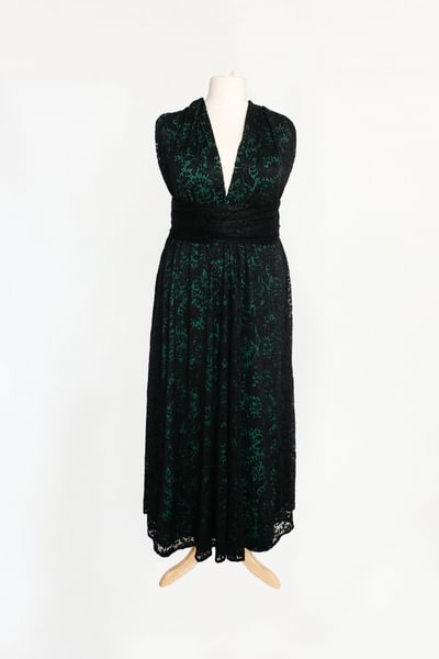 CHOIR Black and Green Lace Infinity Dress