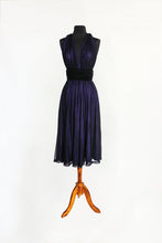 Load image into Gallery viewer, CHOIR Black Tulle Infinity Midi with Purple Lining
