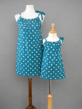 Load image into Gallery viewer, Evie Teal Polka Dotted Pillow Dress
