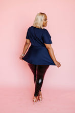Load image into Gallery viewer, Navy Peplum Blouse

