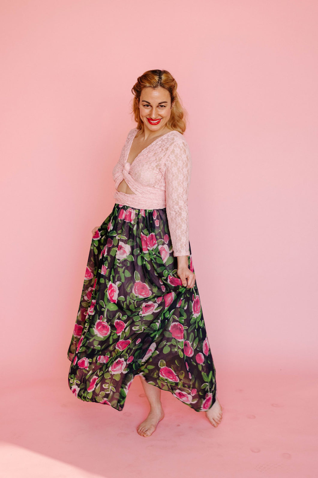 Maxi Skirt Overlay in Pink