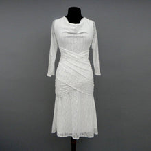 Load image into Gallery viewer, White Lace Infinity Dress with sleeves, Midi Wrap Dress, Short Convertible Dress, Wedding Dress
